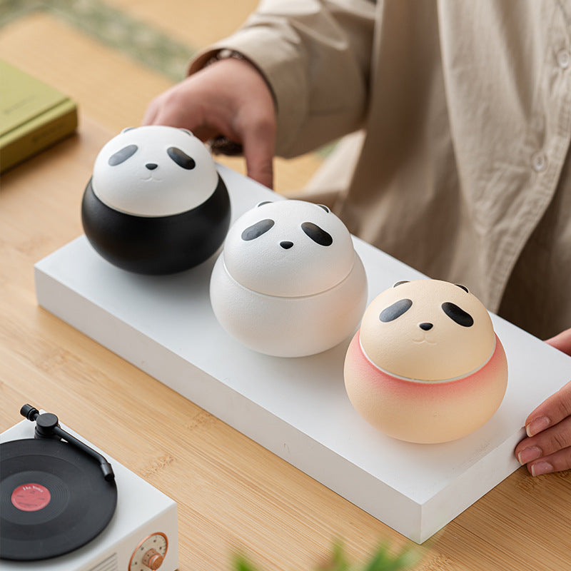 Artisanal Animal-Shaped Ceramic Tea Storage Jar with Gift Box - 140ml Capacity, Textured Finish(black)