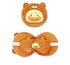 2-in-1 Convertible Eye Mask & Travel Neck Pillow Set - Plush Fabric with Snap Closure(brown)