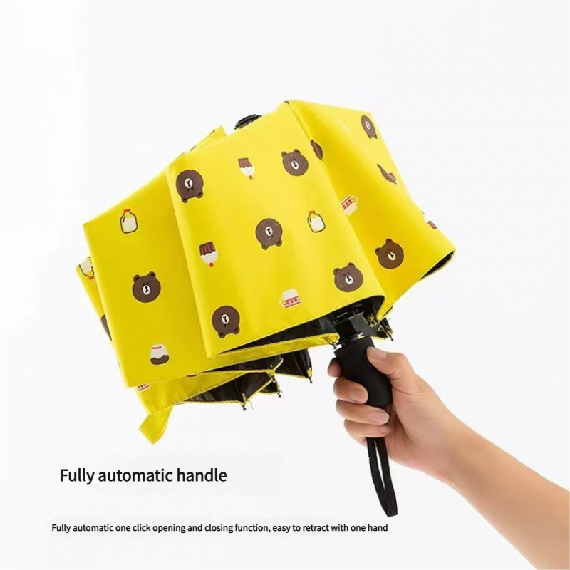 Auto Open/Close 8-Rib Sun & Rain Umbrella - 98cm UV Protection Canopy(white)