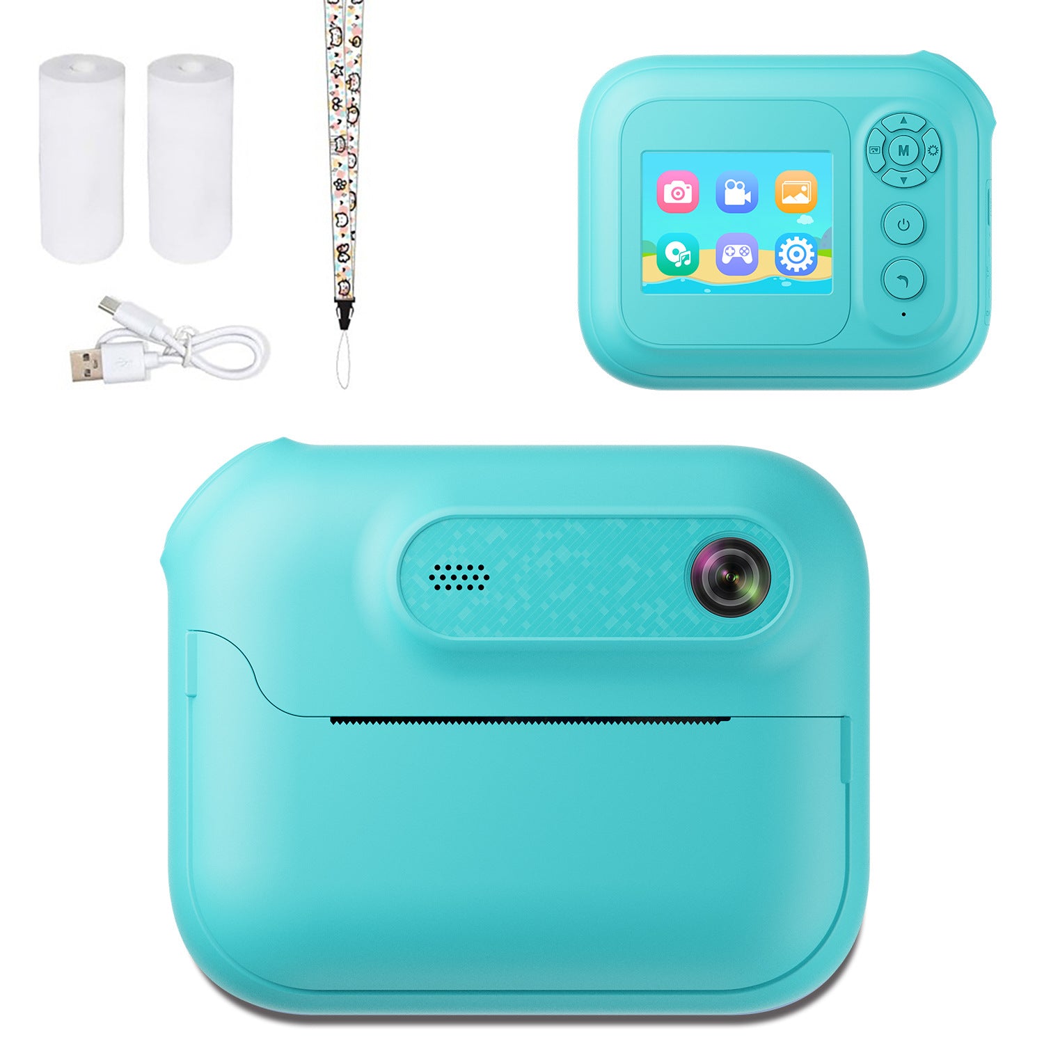 Kids Multi-Functional Camera Toy - Instant B&W Printing & Creative Stickers(blue)