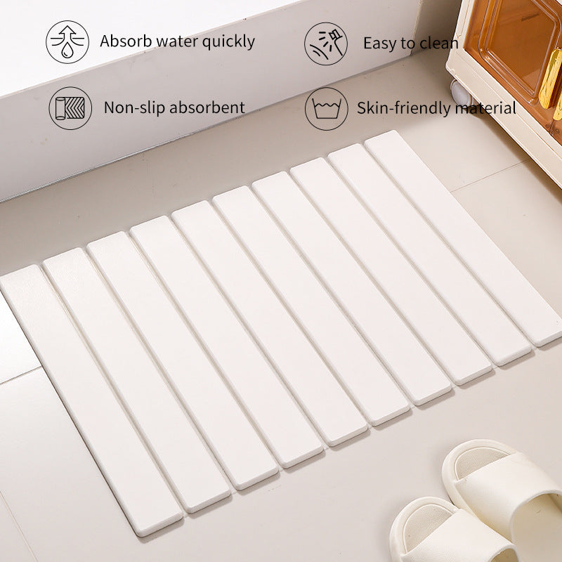 Collapsible Diatom Mud Bath Mat - Quick Dry, Non-Slip, Odor-Free Absorbent Pad(white)