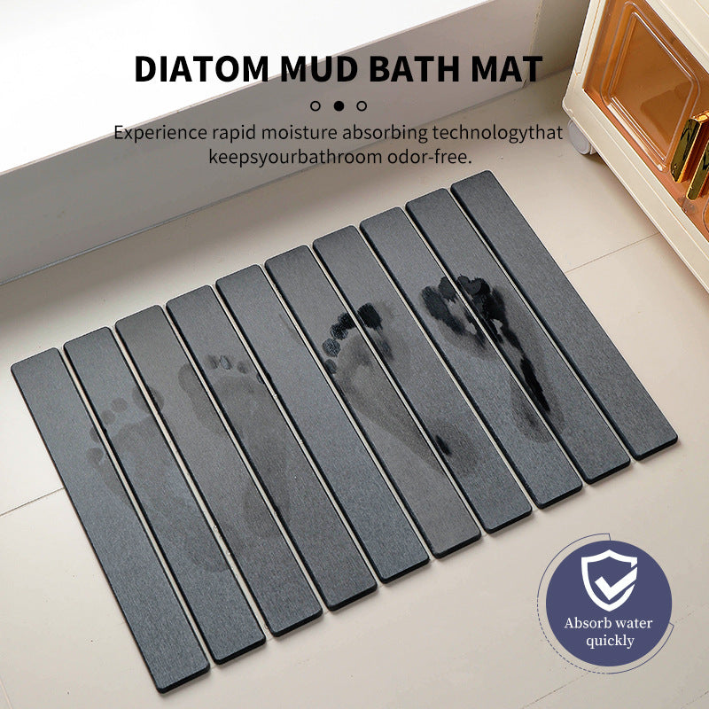 Collapsible Diatom Mud Bath Mat - Quick Dry, Non-Slip, Odor-Free Absorbent Pad(white)