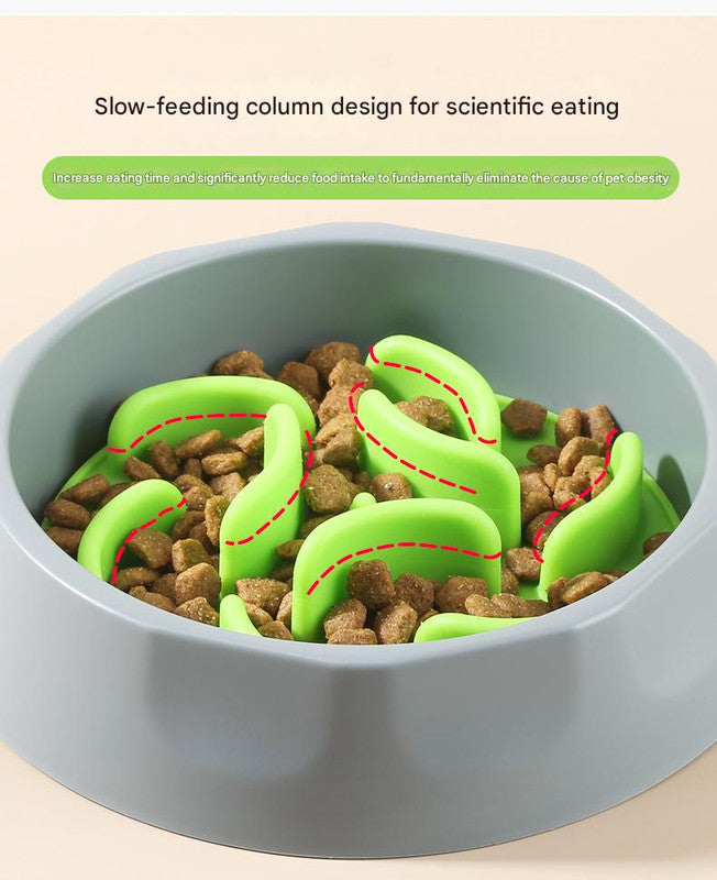 Slow Feeder Dog Bowl Set - Anti-Choke Puzzle Feeder Insert & Bowl for Healthy Eating Habits(pink)