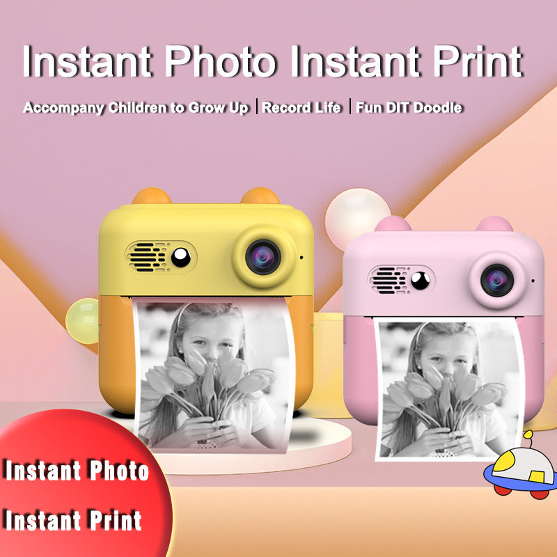 Kids Instant Print Digital Camera with 180° Flip Lens - 24MP Photos, 720P Video & Doodle Fun(yellow)