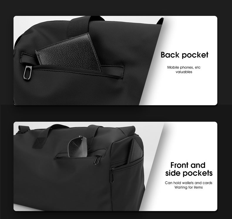 Large Capacity Travel Duffel Bag with Shoe Compartment & Wet Pocket - Multi-Purpose Gym & Weekend Bag(Black)
