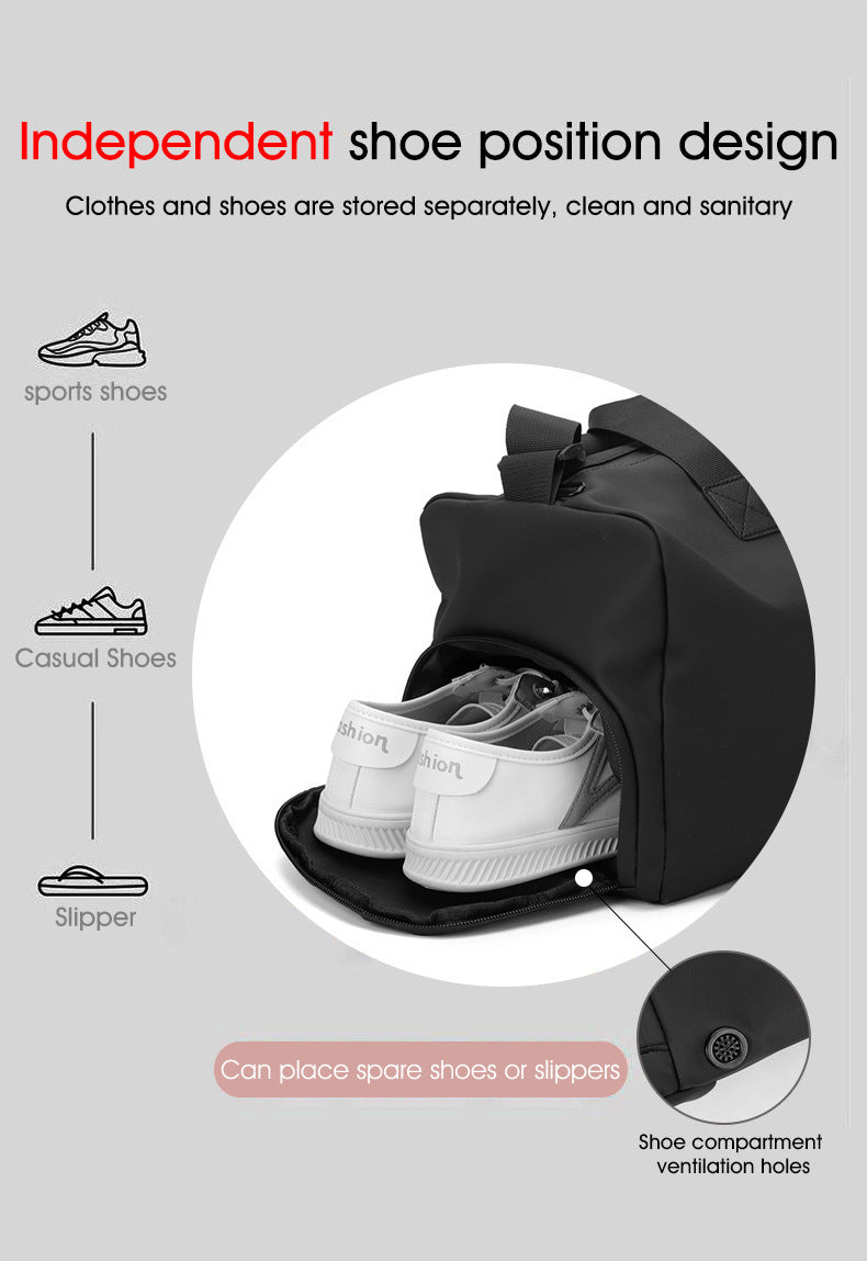 Large Capacity Travel Duffel Bag with Shoe Compartment & Wet Pocket - Multi-Purpose Gym & Weekend Bag(Black)