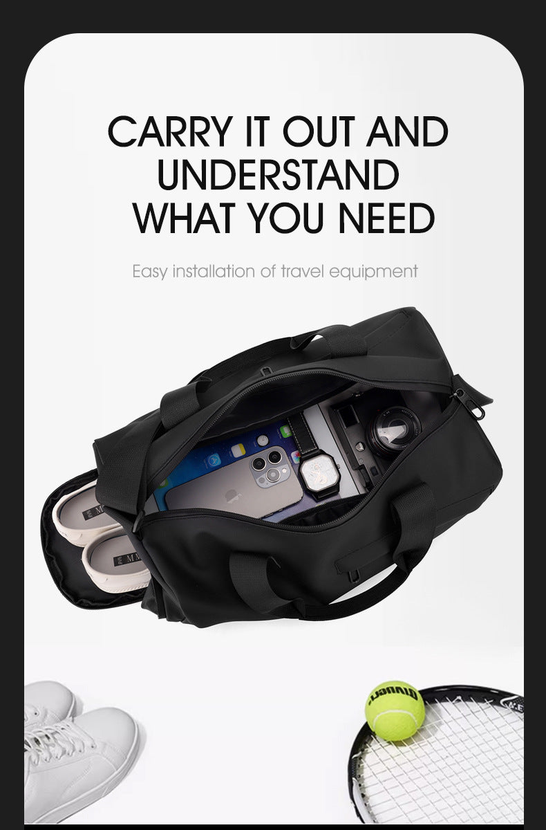 Large Capacity Travel Duffel Bag with Shoe Compartment & Wet Pocket - Multi-Purpose Gym & Weekend Bag(Black)