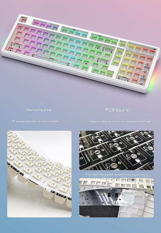 Tri-Mode RGB Mechanical Gaming Keyboard - 102-Key, Hot-Swappable, 4000mAh Battery, 5-Layer Sound Dampening(Strawberry on black)