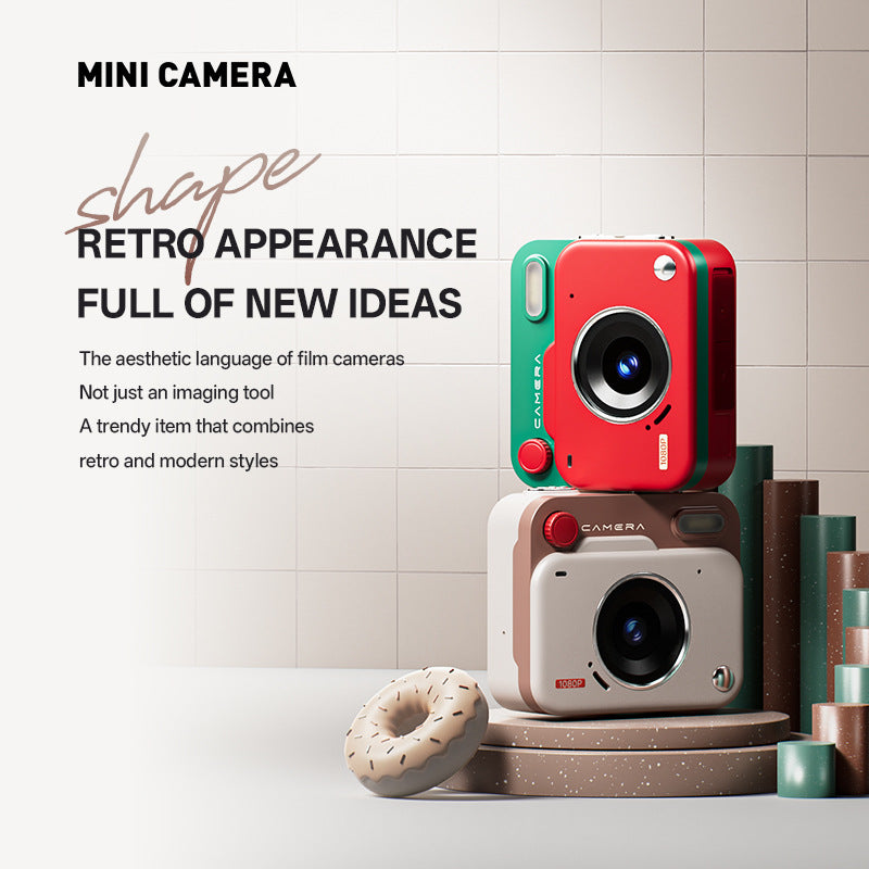 Mini Retro Keychain Camera - 48MP Photos, 1080P HD Video with Built-in Filters & Flash(red)