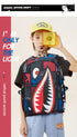 Trendsetter Shark Mouth Print Backpack - Lightweight & Breathable School Bag(Laser red)