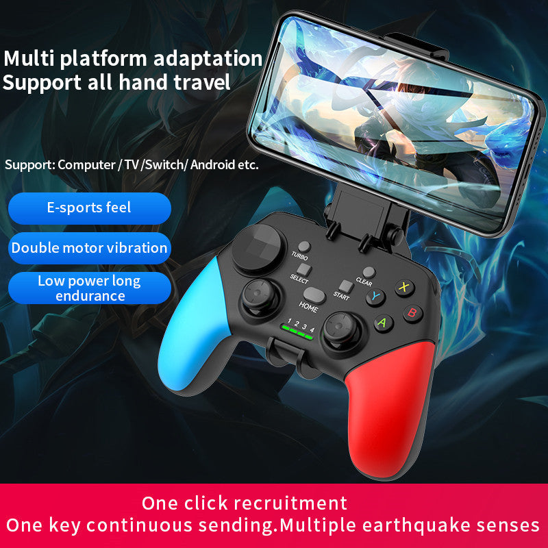 Multi-Platform Wireless Gaming Controller with Dual Motor Vibration, Turbo & Phone Holder(White, red and blue)