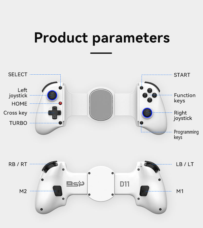 Multi-Platform Telescopic Gaming Controller - Hall Triggers, Esports 3D Joysticks & Macro Programming(white)