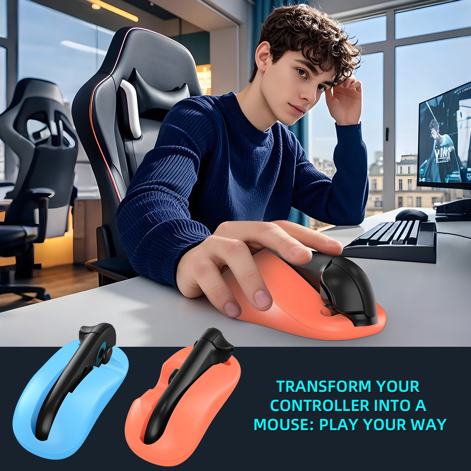 Ergonomic Mouse Grip for Nintendo Switch Joy-Con - 2-Pack Controller Holder (black)