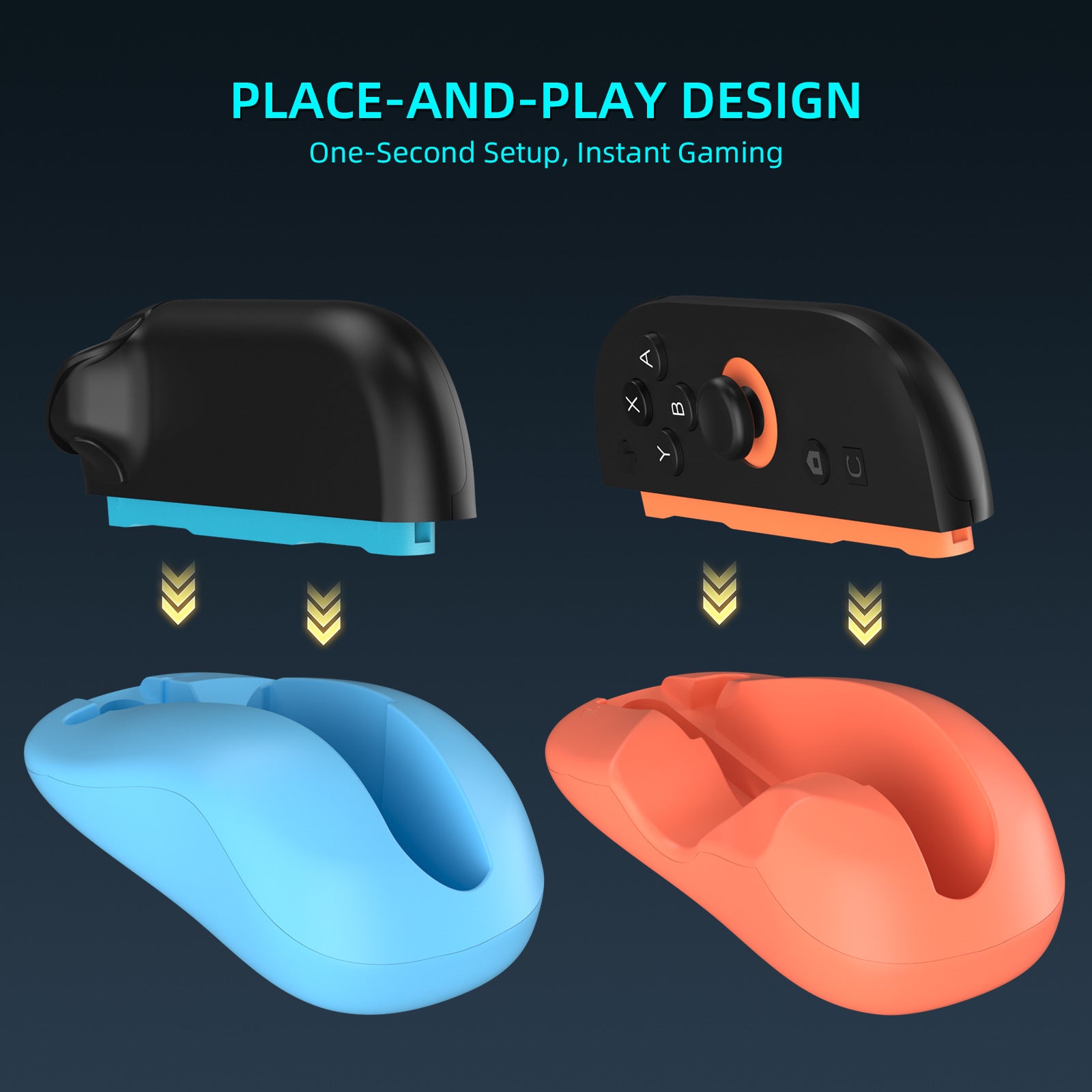 Ergonomic Mouse Grip for Nintendo Switch Joy-Con - 2-Pack Controller Holder (black)