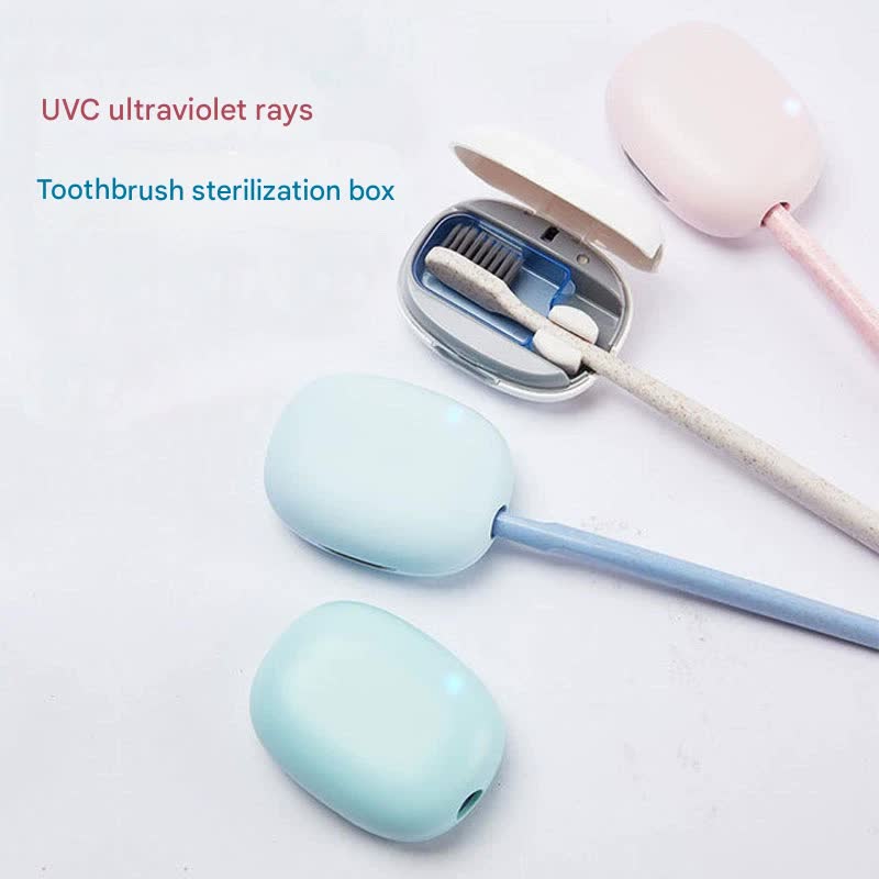 Portable UVC Toothbrush Sterilizer Case - 5-Minute Automatic Sanitizer, USB-C Rechargeable(pink)