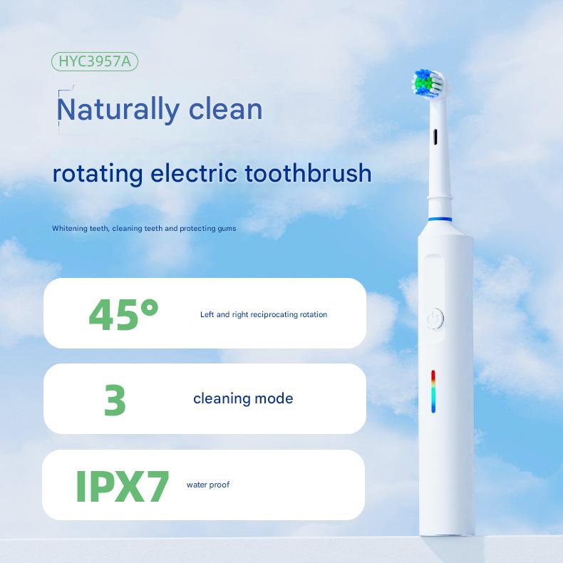 Rotating Electric Toothbrush with 3D Cleaning Action - 3 Modes, IPX7 Waterproof, with Travel Case & 6 Brush Heads(pink)
