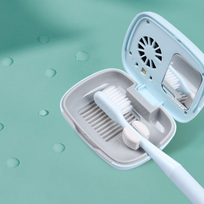 Portable UVC Toothbrush Sterilizer Case with Drying Fan - USB-C Rechargeable, 5-Minute Fast Disinfection(green)