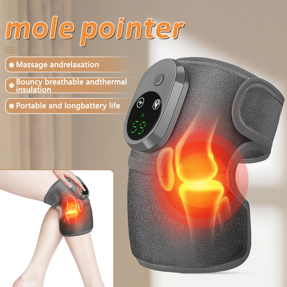 Rechargeable Heated Vibration Knee Massager Brace - 3 Heat & 3 Vibration Levels for Joint Pain Relief(Grey)