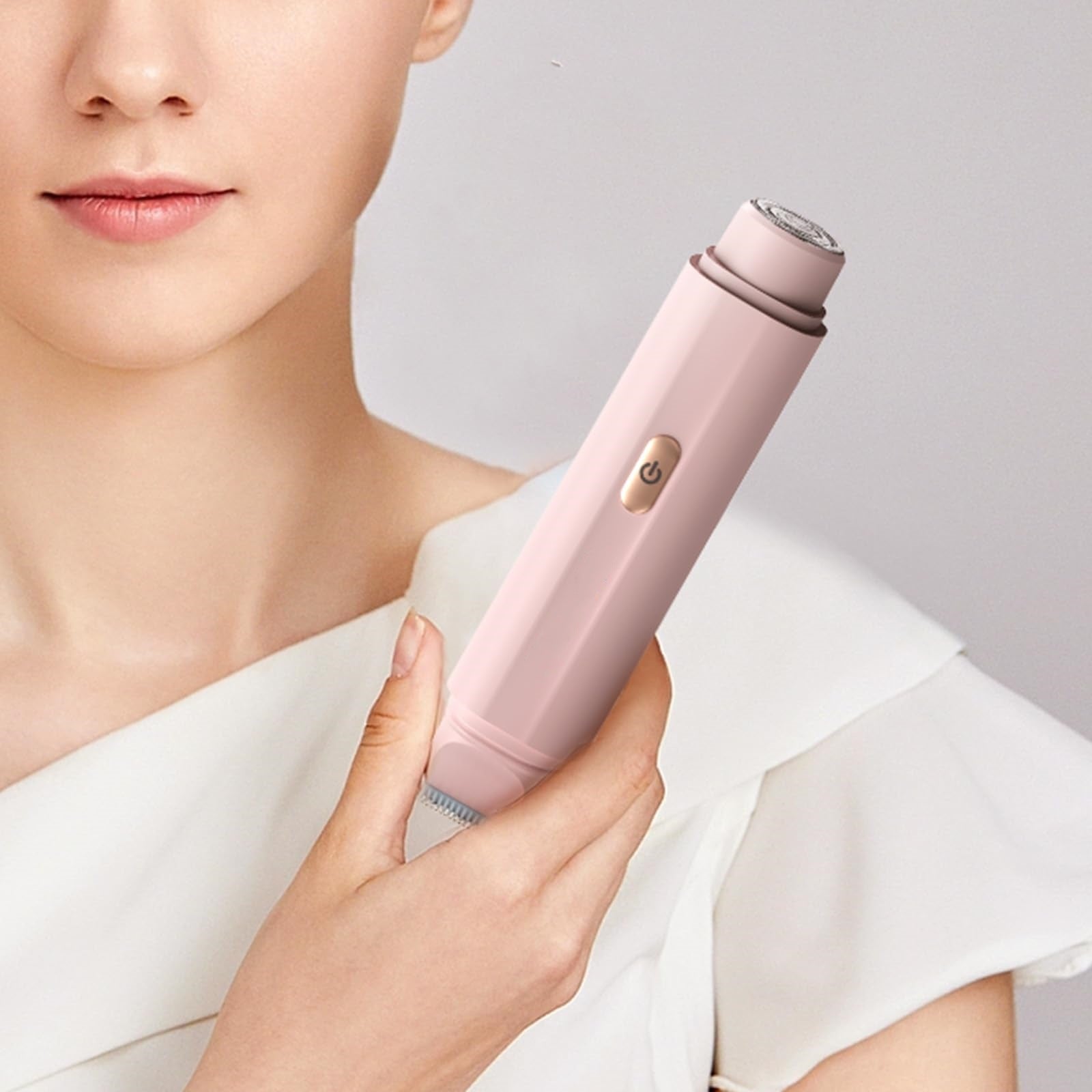 2-in-1 Women's Electric Body Shaver & Facial Trimmer - IPX7 Waterproof, Dual Head with Ceramic Blades, USB Rechargeable(White)