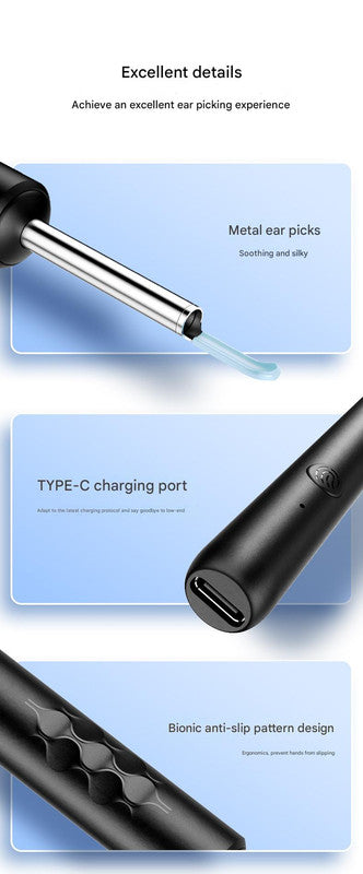 Smart Visual Ear Cleaner with HD WiFi Camera - Gentle Silicone Tips, USB-C Rechargeable Otoscope for Safe Ear Wax Removal(White Premium Edition)