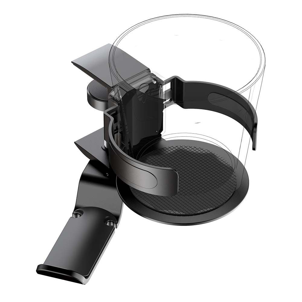 Two desktop clip-on cup holders and headphone hanger - adjustable, non-slip silicone, maximum load 15KG(silver)