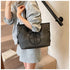 Stylish Large Capacity Tote Bag with PU Leather Trim & Logo Detail(Blue and Brown)