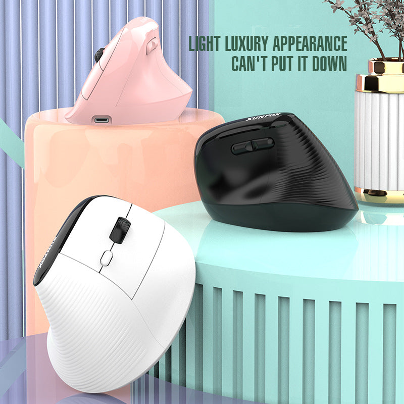 Two Ergonomic Vertical Wireless Mouse - Dual Mode (2.4G & Bluetooth), 5 Adjustable DPI, Silent Clicks, Rechargeable(black)
