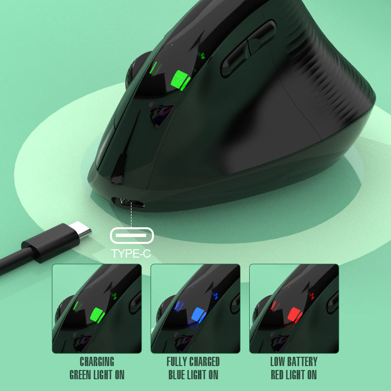Two Ergonomic Vertical Wireless Mouse - Dual Mode (2.4G & Bluetooth), 5 Adjustable DPI, Silent Clicks, Rechargeable(black)
