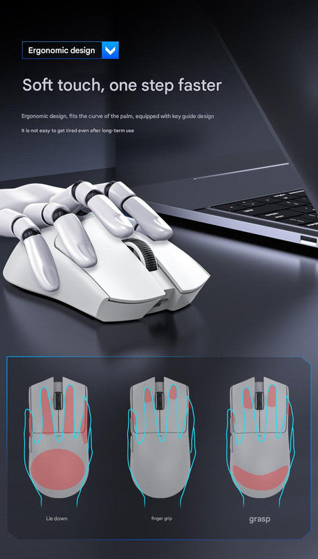 High-Performance Tri-Mode Wireless Gaming Mouse - 22000 DPI, Rechargeable, with RGB Charging Dock(white)
