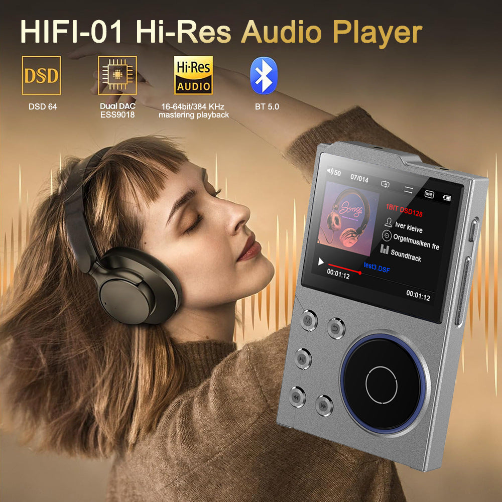 Portable Hi-Res Digital Audio Player - DSD, Dual DAC, Bluetooth 5.0, Expandable Storage(Grey 16GB + 16GB)