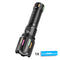 30W High Brightness LED Flashlight with Digital Display & Fluorescent Design - USB Rechargeable, 800-1200M Range(black+One 18650 battery)
