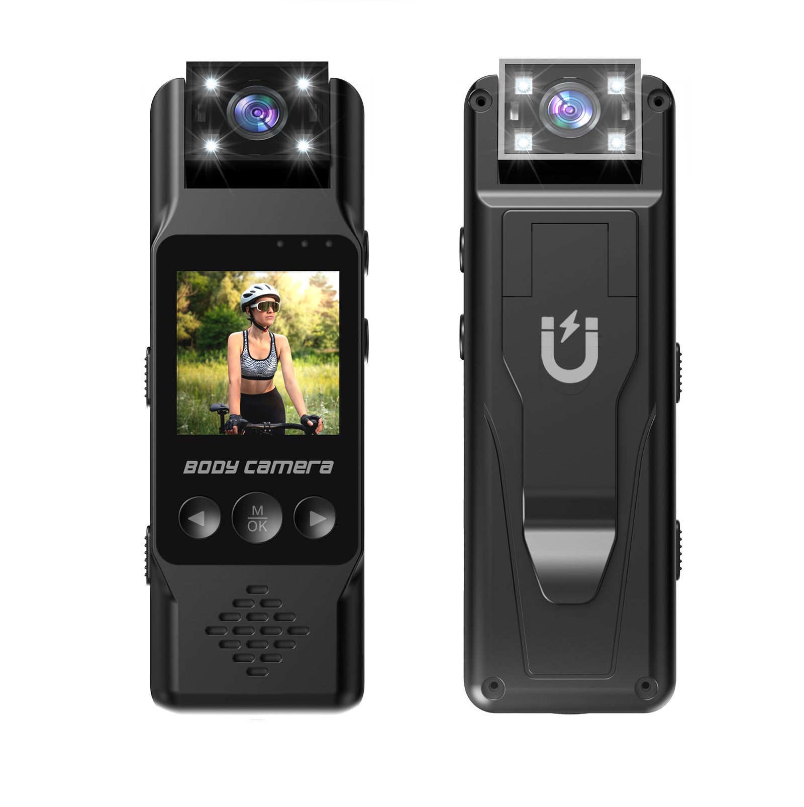 Mini Body Camera with 180 Rotatable Lens, Night Vision & Motion Detection - 1.3 Screen 1200mAh Battery(black+64G)