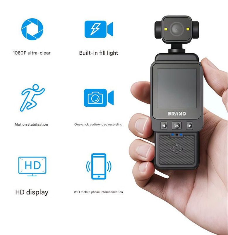 Compact Body Camera with 180° Rotatable Lens, Night Vision, WiFi & Built-in Fill Lights(black+128G)