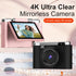 4K Ultra HD Digital Camera - 75MP, 2.8-inch Rotatable Screen, Auto Focus & Built-in Flash(black)