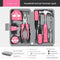 13-Piece Essential Household Tool Kit - Compact Home Repair & DIY Set with Storage Case(pink)