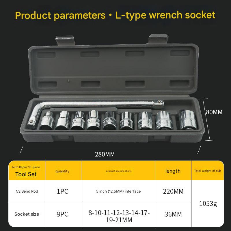 Two 10-piece L-shaped socket wrench sets - 1/2