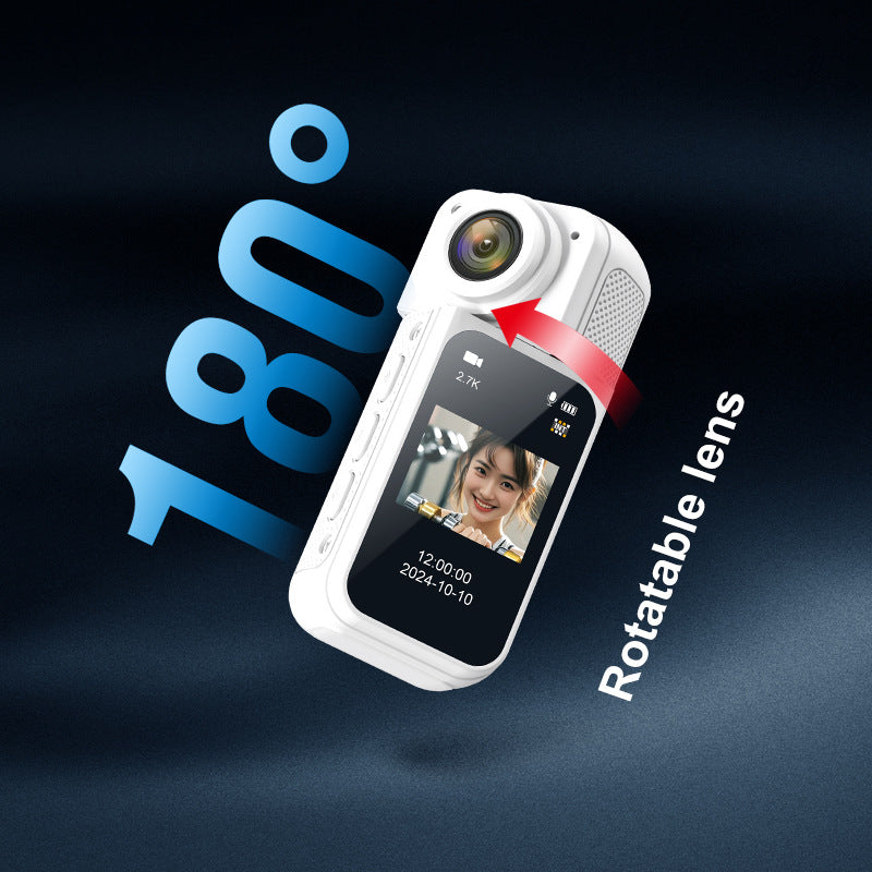 Thumb-Sized 2.7K Camera with 180 Rotatable Lens & Magnet Mount - Capture Your World Hands-Free(white+64G)