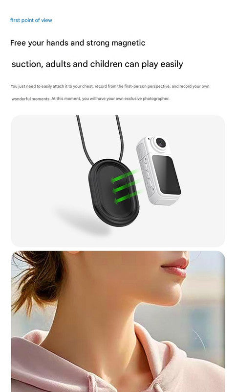 Thumb-Sized 2.7K Camera with 180 Rotatable Lens & Magnet Mount - Capture Your World Hands-Free(white+128G)