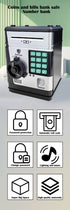 Electronic Piggy Bank Safe Box for Kids - Automatic Bill & Coin Bank with Password Protection, Music & Lights(black)