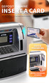 Kids Electronic ATM Savings Bank - Digital Piggy Bank with Password, Auto Roll-in Banknotes & Coin Slot for Financial Learning Fun(black)