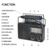 Portable Solar Powered 3-Band AM/FM/SW Radio with Bluetooth Speaker & Multiple Charging Options(black)