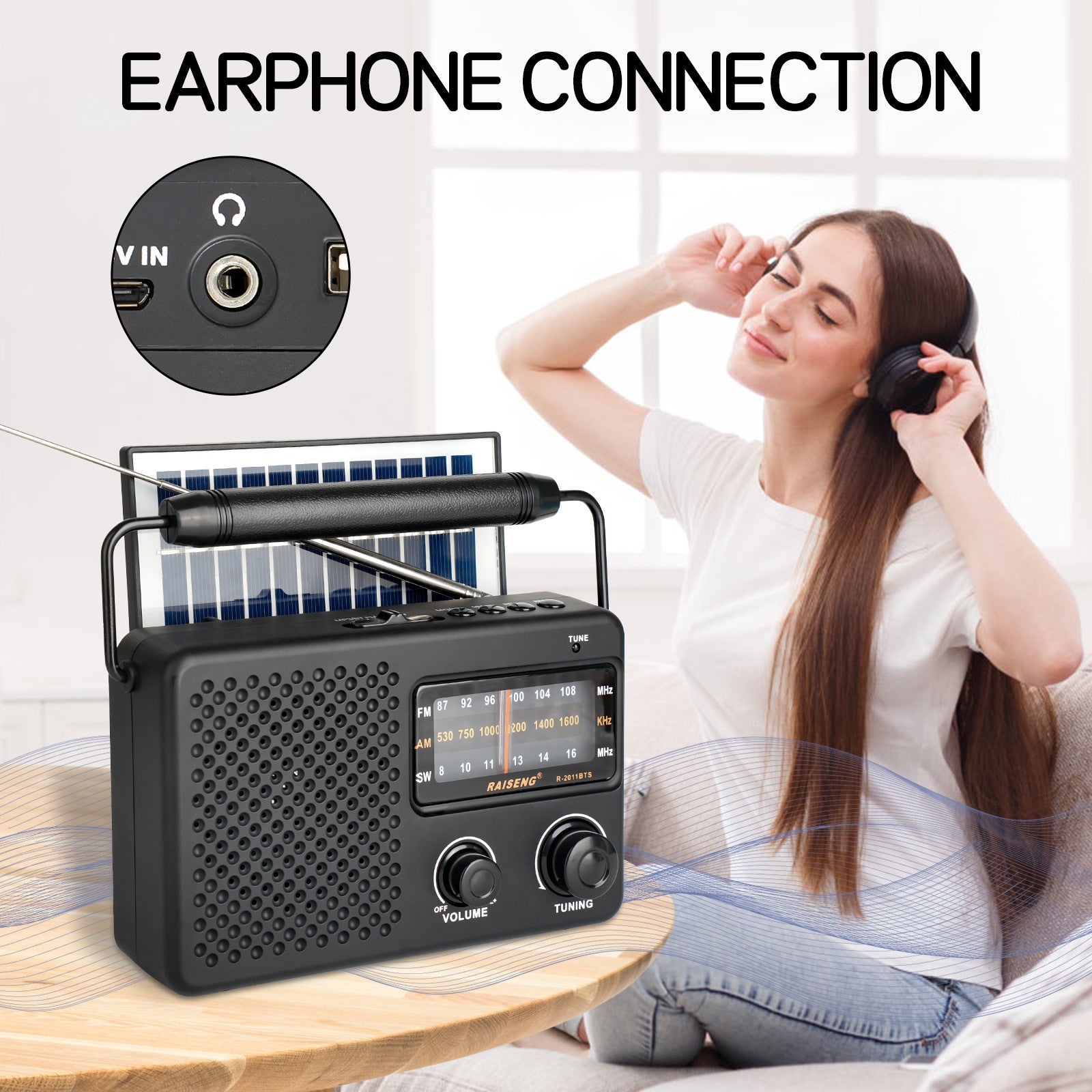 Portable Solar Powered 3-Band AM/FM/SW Radio with Bluetooth Speaker & Multiple Charging Options(black)
