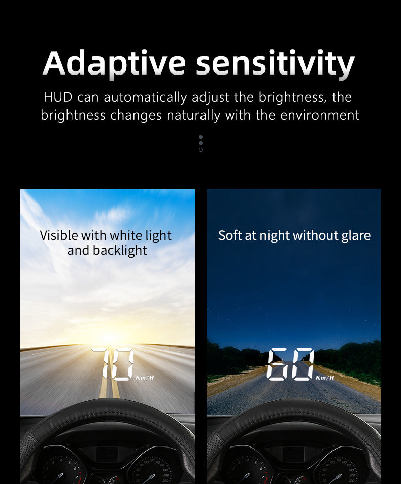 Compact OBD2 Car Head-Up Display (HUD) - Digital Speedometer with 5 Alarm Functions & Adaptive Brightness(black)