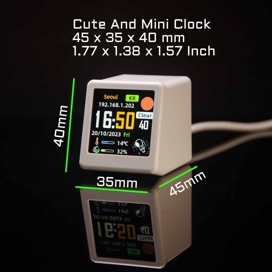 2pc Mini Smart Wi-Fi Weather Station Clock - Desktop Digital Clock with HD IPS Screen, Customizable GIF Display & 3-Day Forecast(Pink)