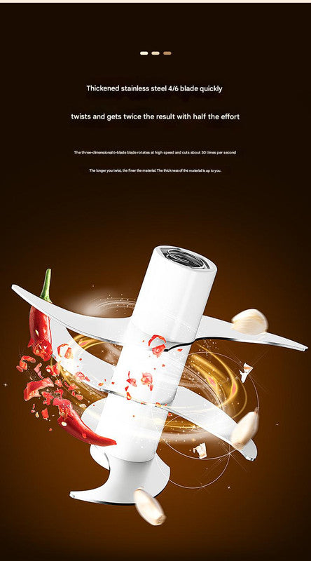 Powerful Mini Electric Food Chopper - USB Rechargeable Cordless Garlic & Meat Mincer(Blue 320ml + 6-blade knife)