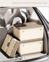 Size S Grey Collapsible Storage Box with Wheels and Telescopic Handle - Stackable Folding Crate for Car & Home
