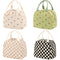 Beige Strawberry Pattern Corduroy Lunch Bag - Insulated Thermal Cooler Tote for School Work and Picnics