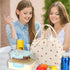 Beige Strawberry Pattern Corduroy Lunch Bag - Insulated Thermal Cooler Tote for School Work and Picnics