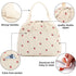 Pink Strawberry Pattern Corduroy Lunch Bag - Insulated Thermal Cooler Tote for School Work and Picnics