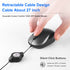 Blue and Black Portable Mini USB-C Mouse with Retractable Cable - Silent Click Travel Mouse for Laptop, MacBook, Tablet